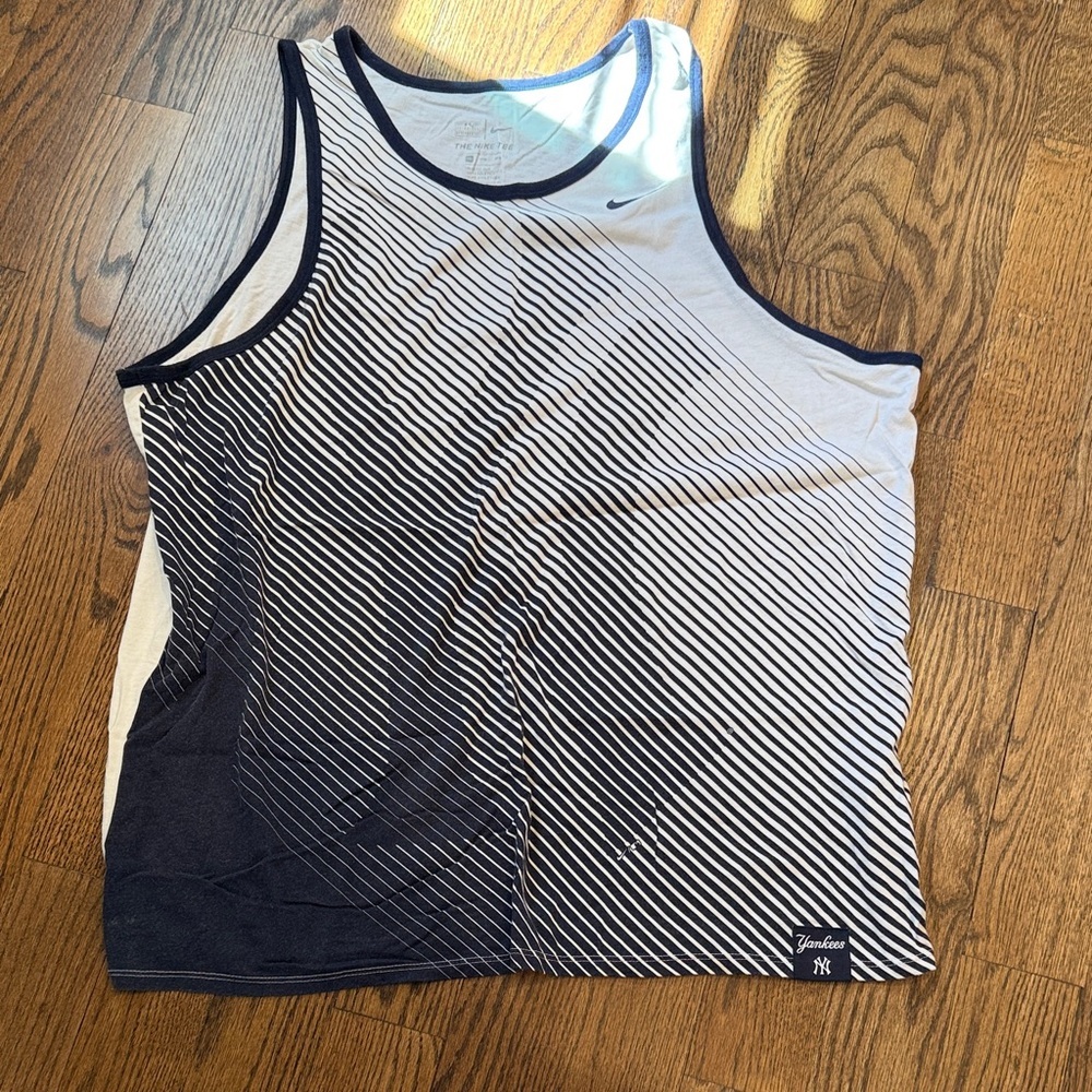 Nike White & Navy Gradient Stripe Tank Top